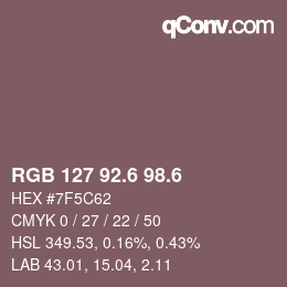 カラーコード: RGB 127 92.6 98.6 | qconv.com