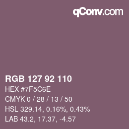 颜色代码: RGB 127 92 110 | qconv.com
