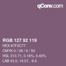 颜色代码: RGB 127 92 119 | qconv.com