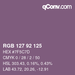 Color code: RGB 127 92 125 | qconv.com