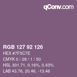 Color code: RGB 127 92 126 | qconv.com