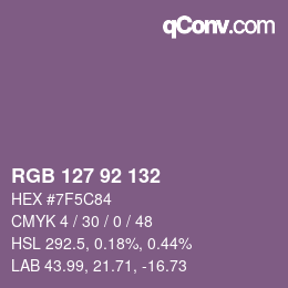 颜色代码: RGB 127 92 132 | qconv.com