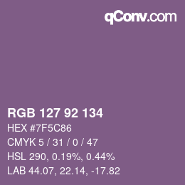 颜色代码: RGB 127 92 134 | qconv.com