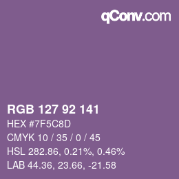 カラーコード: RGB 127 92 141 | qconv.com