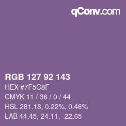 颜色代码: RGB 127 92 143 | qconv.com