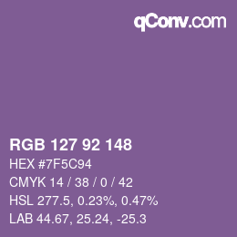 颜色代码: RGB 127 92 148 | qconv.com
