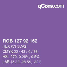 カラーコード: RGB 127 92 162 | qconv.com