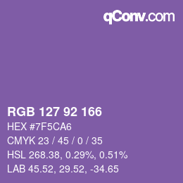 颜色代码: RGB 127 92 166 | qconv.com