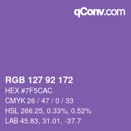 カラーコード: RGB 127 92 172 | qconv.com