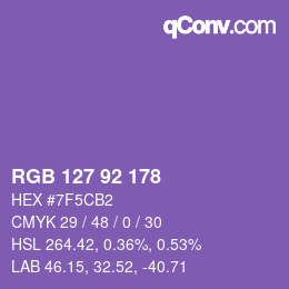カラーコード: RGB 127 92 178 | qconv.com