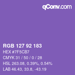 颜色代码: RGB 127 92 183 | qconv.com