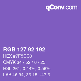 カラーコード: RGB 127 92 192 | qconv.com