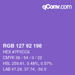 颜色代码: RGB 127 92 198 | qconv.com