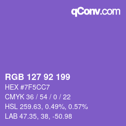 颜色代码: RGB 127 92 199 | qconv.com