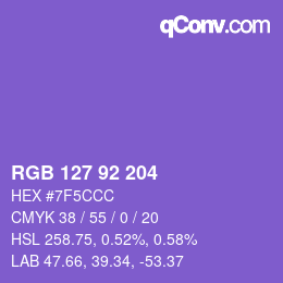 颜色代码: RGB 127 92 204 | qconv.com