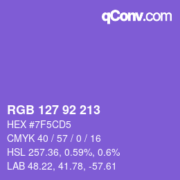 カラーコード: RGB 127 92 213 | qconv.com
