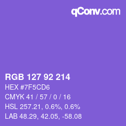 颜色代码: RGB 127 92 214 | qconv.com
