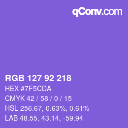 カラーコード: RGB 127 92 218 | qconv.com