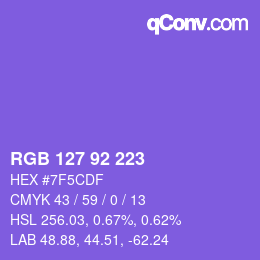 カラーコード: RGB 127 92 223 | qconv.com