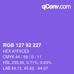 カラーコード: RGB 127 92 227 | qconv.com