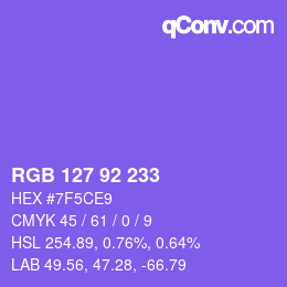 Color code: RGB 127 92 233 | qconv.com