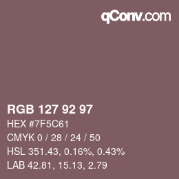 Color code: RGB 127 92 97 | qconv.com