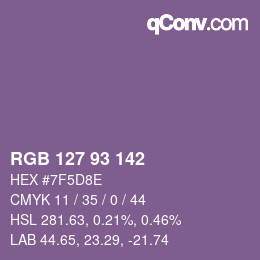 Color code: RGB 127 93 142 | qconv.com