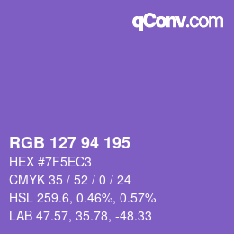 カラーコード: RGB 127 94 195 | qconv.com