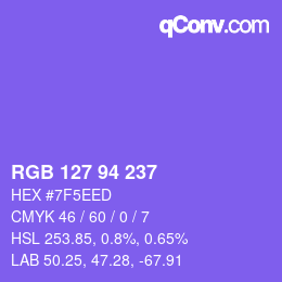 Color code: RGB 127 94 237 | qconv.com