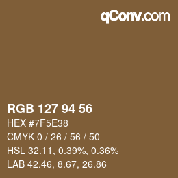 Color code: RGB 127 94 56 | qconv.com