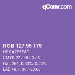 Color code: RGB 127 95 175 | qconv.com
