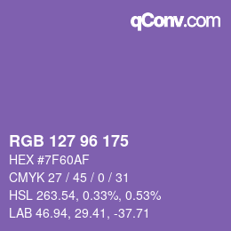 Color code: RGB 127 96 175 | qconv.com