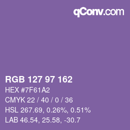 Color code: RGB 127 97 162 | qconv.com