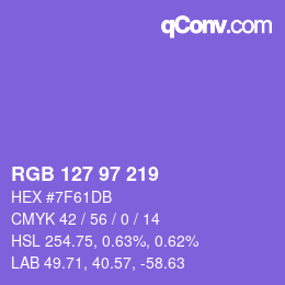 Color code: RGB 127 97 219 | qconv.com