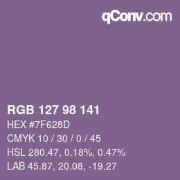 Color code: RGB 127 98 141 | qconv.com