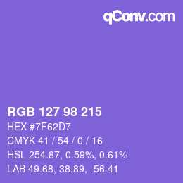Color code: RGB 127 98 215 | qconv.com