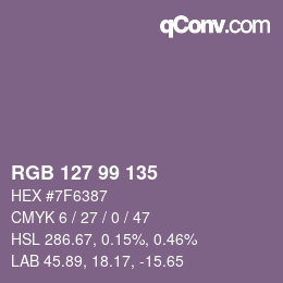 Color code: RGB 127 99 135 | qconv.com