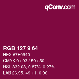 Color code: RGB 127 9 64 | qconv.com