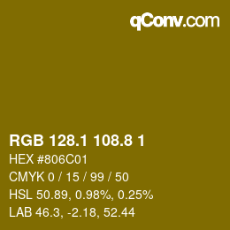 カラーコード: RGB 128.1 108.8 1 | qconv.com