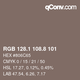 Color code: RGB 128.1 108.8 101 | qconv.com