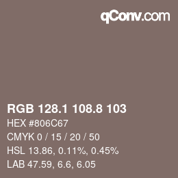 Color code: RGB 128.1 108.8 103 | qconv.com