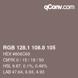 Color code: RGB 128.1 108.8 105 | qconv.com