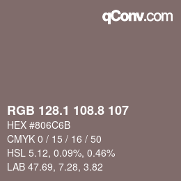 Farbcode: RGB 128.1 108.8 107 | qconv.com