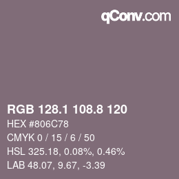Color code: RGB 128.1 108.8 120 | qconv.com