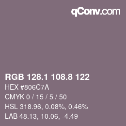 Color code: RGB 128.1 108.8 122 | qconv.com