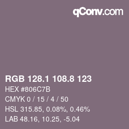 カラーコード: RGB 128.1 108.8 123 | qconv.com