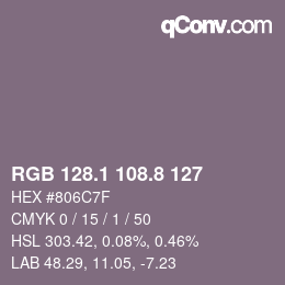 Color code: RGB 128.1 108.8 127 | qconv.com