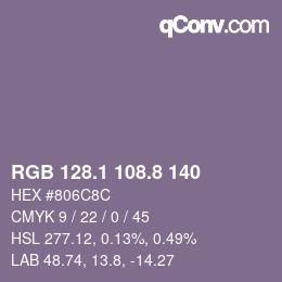Farbcode: RGB 128.1 108.8 140 | qconv.com