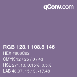 カラーコード: RGB 128.1 108.8 146 | qconv.com