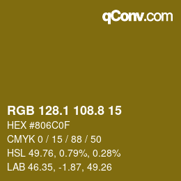 カラーコード: RGB 128.1 108.8 15 | qconv.com